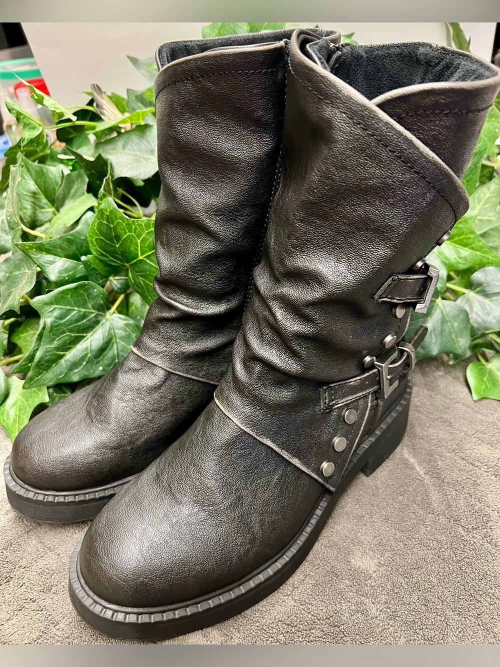 WORN 1x-Women's Blowfish Malibu Vegan Black Mid-Calf Venice Zipper Boots. Sz 6.5 - Picture 6 of 13